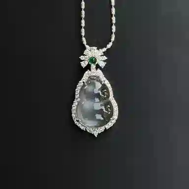 欧说珠宝 新中式设计轻奢大气优雅时尚招财葫芦#好运锁骨链 天山翠 项链 女款