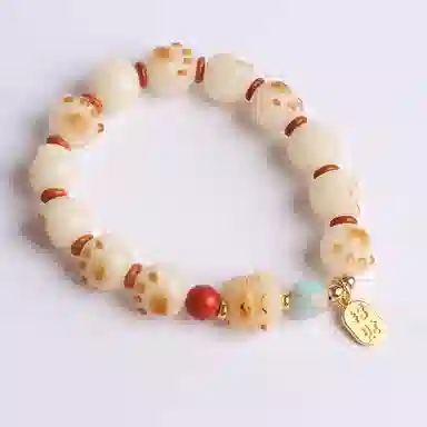 欧说珠宝 招财纳福国潮转运珠 雕刻小脚丫 新中式文玩佛珠 菩提根 手串 女款