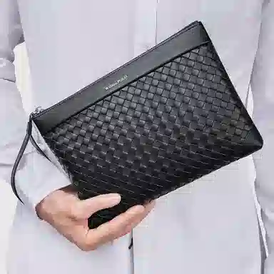 WilliamPOLO Handwoven Leather Clutch Black