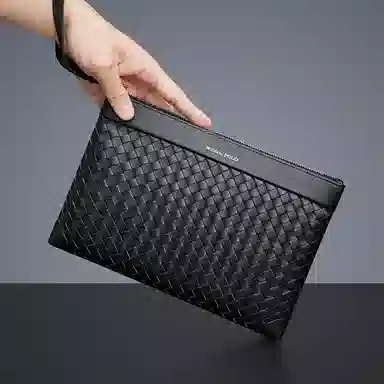 WilliamPOLO Handwoven Leather Clutch Black