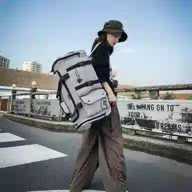 大容量众设计运动休闲 尼龙 书包背包双肩包 男女同款情侣款 黑色/灰色/果绿色