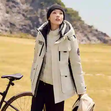 雅鹿 户外极寒运动加厚连帽保暖工装羽绒服 女款