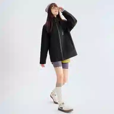 特步  羽翼 户外纯色可拆帽羽绒三合一  防水防风透气轻量冲锋衣 男女同款 正黑色