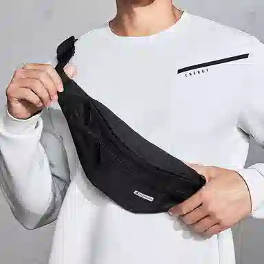 特步  纯色跑步运动轻便便携潮流时尚卡扣单肩包 织物 腰包 常规 男女同款情侣款 多色