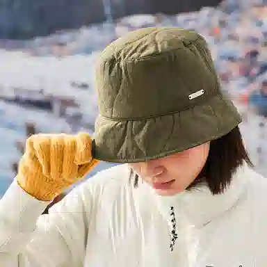 特步 秋冬保暖纯色潮流百搭简约 锦纶 渔夫帽 男女同款情侣款 军绿