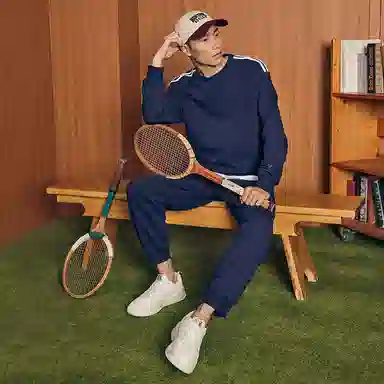 特步 休闲活力长袖针织套装 男女同款