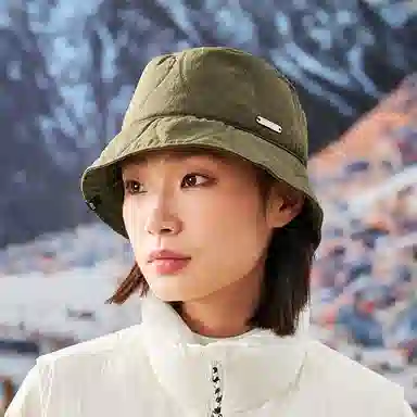 特步 秋冬保暖纯色潮流百搭简约 锦纶 渔夫帽 男女同款情侣款 军绿