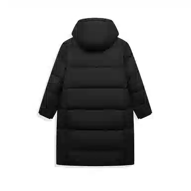 特步 篮球系列 休闲舒适运动连帽拉链羽绒服 男款 正黑色