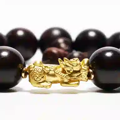钵提 国潮古法镀金貔貅招财手饰盘玩#好运 紫檀属 木作手串 男女同款情侣款