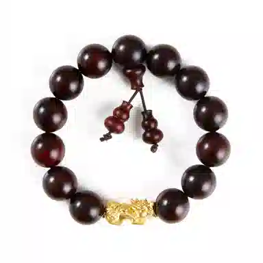 钵提 国潮古法镀金貔貅招财手饰盘玩#好运 紫檀属 木作手串 男女同款情侣款