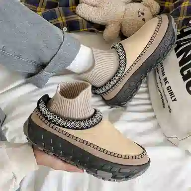 牛反绒 保暖耐磨增高防滑包裹性 通勤百搭 时尚潮流 短筒 雪地靴 男女同款