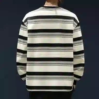 WOOD SOON Striped Loose Fit Long Sleeve Sweatshirt