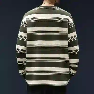 WOOD SOON Striped Loose Fit Long Sleeve Sweatshirt