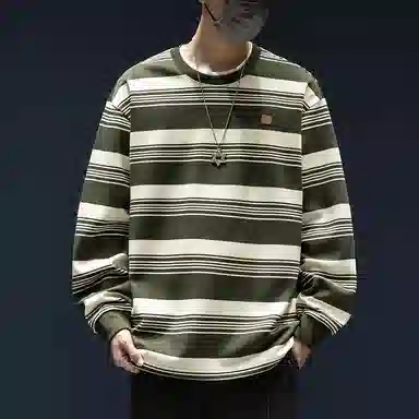 WOOD SOON Striped Loose Fit Long Sleeve Sweatshirt