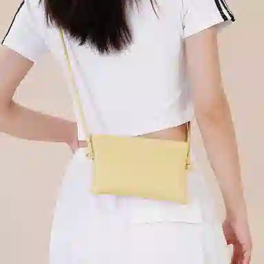 都宝路 简约百搭实用轻便软面收纳钥匙卡包零钱包数据线 合成革 手机包 小号 女款 黄色/米白/黑色/粉红