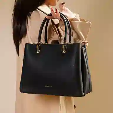 都宝路 风琴设计简约优雅细纹内格 牛皮 斜挎单肩手提包 中号 女款 米白色/红色/黑色