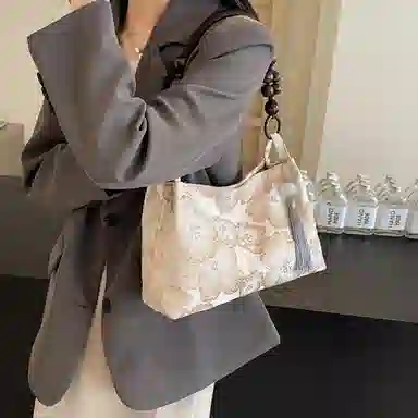 意酷 新中式大容量包包女士百搭腋下布包时尚女包手提包 布 单肩包 小号 女款