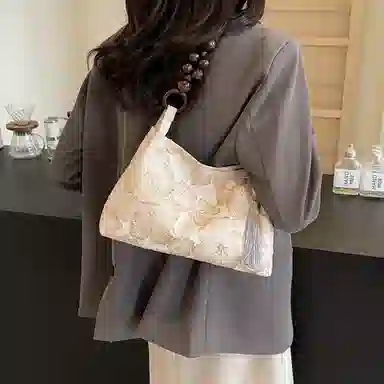 意酷 新中式大容量包包女士百搭腋下布包时尚女包手提包 布 单肩包 小号 女款