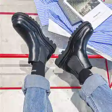 健休 牛剖层革 简约舒适 中筒 马丁靴 男女同款