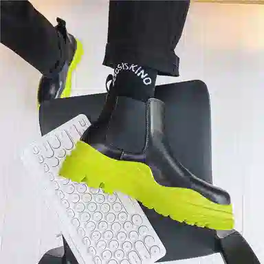 健休 牛剖层革 简约舒适 中筒 马丁靴 男女同款