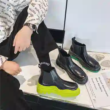 健休 牛剖层革 简约舒适 中筒 马丁靴 男女同款