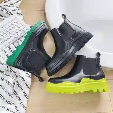 健休 牛剖层革 简约舒适 中筒 马丁靴 男女同款