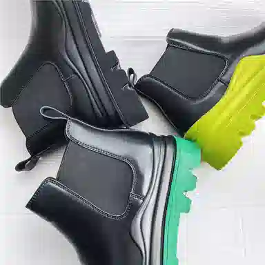 健休 牛剖层革 简约舒适 中筒 马丁靴 男女同款