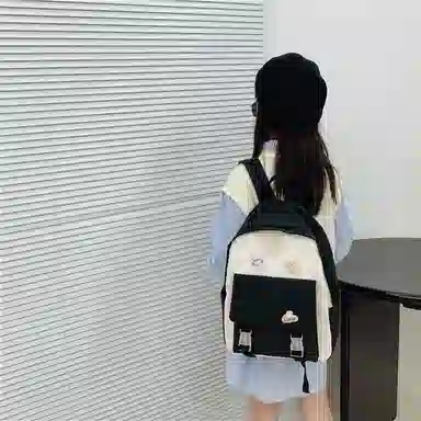 芭菲尼 日系小清新高颜值女生 尼龙 双肩包 儿童款 粉红色/黑色/绿色/蓝色