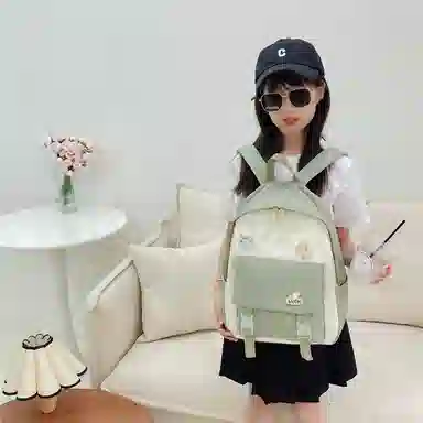 芭菲尼 日系小清新高颜值女生 尼龙 双肩包 儿童款 粉红色/黑色/绿色/蓝色