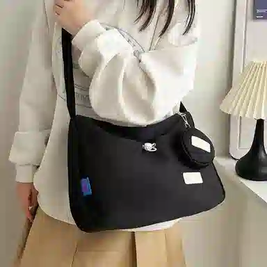 芭菲尼 休闲简约日常通勤时尚百搭 尼龙 单肩斜挎包 女款 白色黑色黄色蓝色