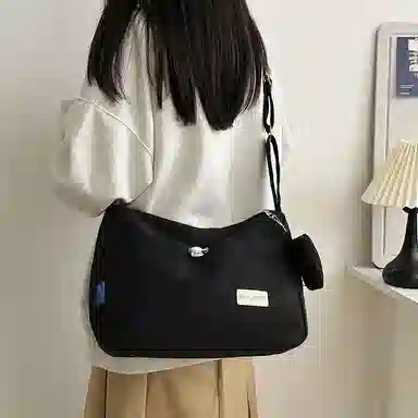 芭菲尼 休闲简约日常通勤时尚百搭 尼龙 单肩斜挎包 女款 白色黑色黄色蓝色