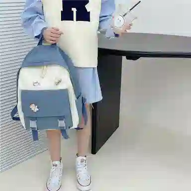 芭菲尼 日系小清新高颜值女生 尼龙 双肩包 儿童款 粉红色/黑色/绿色/蓝色