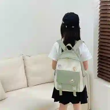 芭菲尼 日系小清新高颜值女生 尼龙 双肩包 儿童款 粉红色/黑色/绿色/蓝色