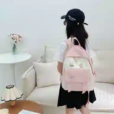 芭菲尼 日系小清新高颜值女生 尼龙 双肩包 儿童款 粉红色/黑色/绿色/蓝色