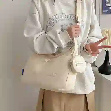 芭菲尼 休闲简约日常通勤时尚百搭 尼龙 单肩斜挎包 女款 白色黑色黄色蓝色