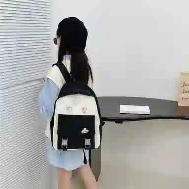 芭菲尼 日系小清新高颜值女生 尼龙 双肩包 儿童款 粉红色/黑色/绿色/蓝色