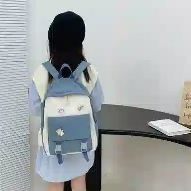 芭菲尼 日系小清新高颜值女生 尼龙 双肩包 儿童款 粉红色/黑色/绿色/蓝色