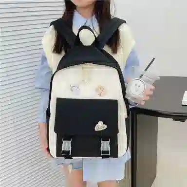 芭菲尼 日系小清新高颜值女生 尼龙 双肩包 儿童款 粉红色/黑色/绿色/蓝色