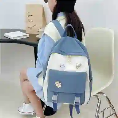 芭菲尼 日系小清新高颜值女生 尼龙 双肩包 儿童款 粉红色/黑色/绿色/蓝色