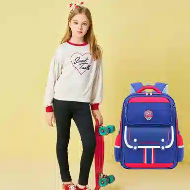 芭菲尼 耐磨耐脏防泼水拼色双肩包 牛津布 童包 大号 儿童款 英伦红/绿色/粉色/紫色