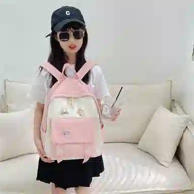 芭菲尼 日系小清新高颜值女生 尼龙 双肩包 儿童款 粉红色/黑色/绿色/蓝色