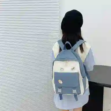 芭菲尼 日系小清新高颜值女生 尼龙 双肩包 儿童款 粉红色/黑色/绿色/蓝色