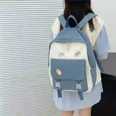 芭菲尼 日系小清新高颜值女生 尼龙 双肩包 儿童款 粉红色/黑色/绿色/蓝色