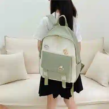 芭菲尼 日系小清新高颜值女生 尼龙 双肩包 儿童款 粉红色/黑色/绿色/蓝色