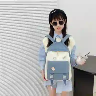 芭菲尼 日系小清新高颜值女生 尼龙 双肩包 儿童款 粉红色/黑色/绿色/蓝色