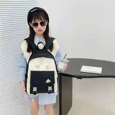 芭菲尼 日系小清新高颜值女生 尼龙 双肩包 儿童款 粉红色/黑色/绿色/蓝色