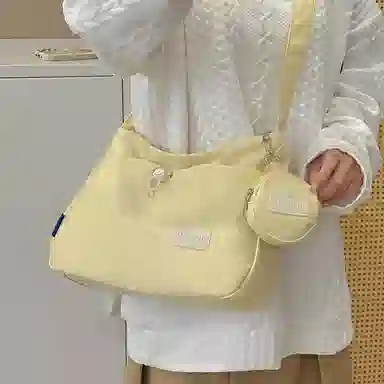 芭菲尼 休闲简约日常通勤时尚百搭 尼龙 单肩斜挎包 女款 白色黑色黄色蓝色