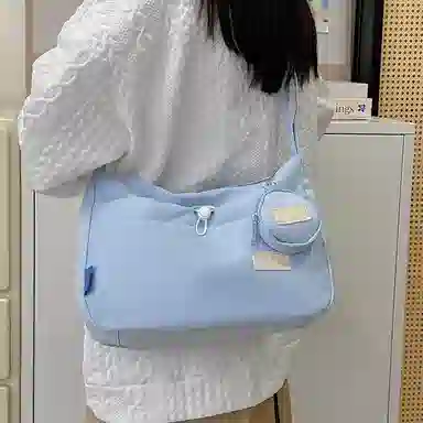 芭菲尼 休闲简约日常通勤时尚百搭 尼龙 单肩斜挎包 女款 白色黑色黄色蓝色