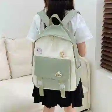 芭菲尼 日系小清新高颜值女生 尼龙 双肩包 儿童款 粉红色/黑色/绿色/蓝色