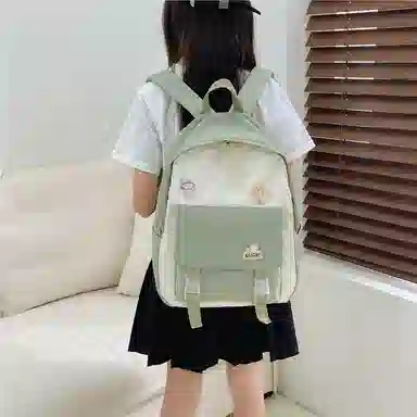 芭菲尼 日系小清新高颜值女生 尼龙 双肩包 儿童款 粉红色/黑色/绿色/蓝色